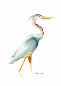 Heron Watercolor Painting | Coastal Bird Wall Art