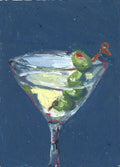 Martini with Olives Print | Oil Pastel Painting Wall Art | Cocktail Bar Art - shelby nicole