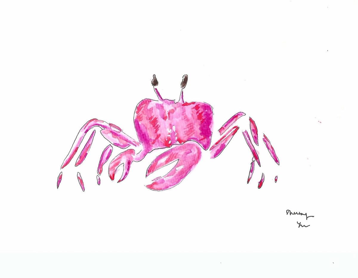 Pink Crab Watercolor Print — Fish Wall Art - shelby nicole
